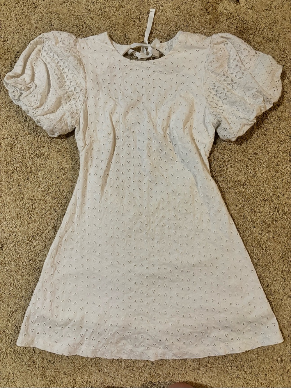 Free People White Eyelet Puff-Sleeve Dress